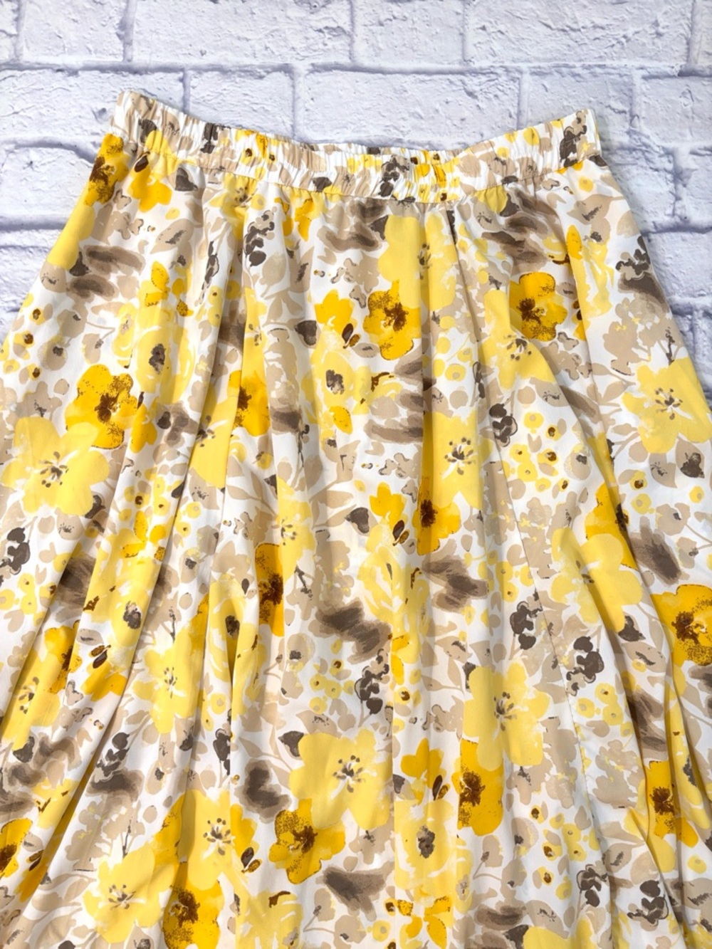 Cato Floral Maxi Skirt Yellow White Tan Lightweight Flowy Pull On Style Size XL - Picture 2 of 8